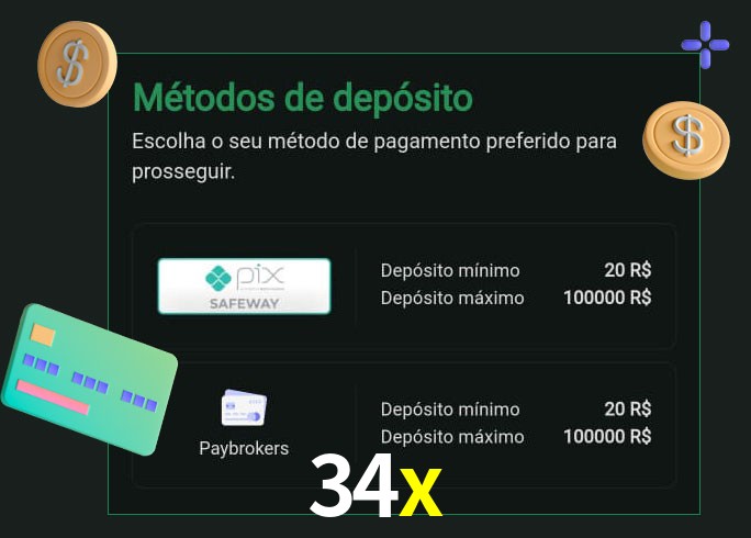 O cassino 34x oferece uma grande variedade de métodos de pagamento