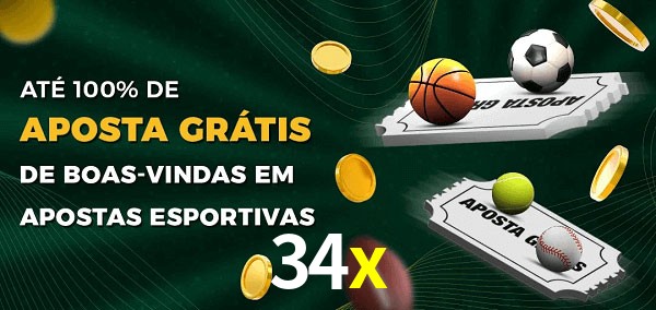 34x Ate 100% de Aposta Gratis