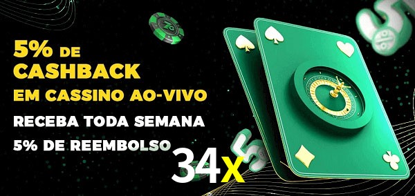 Promoções do cassino ao Vivo 34x
